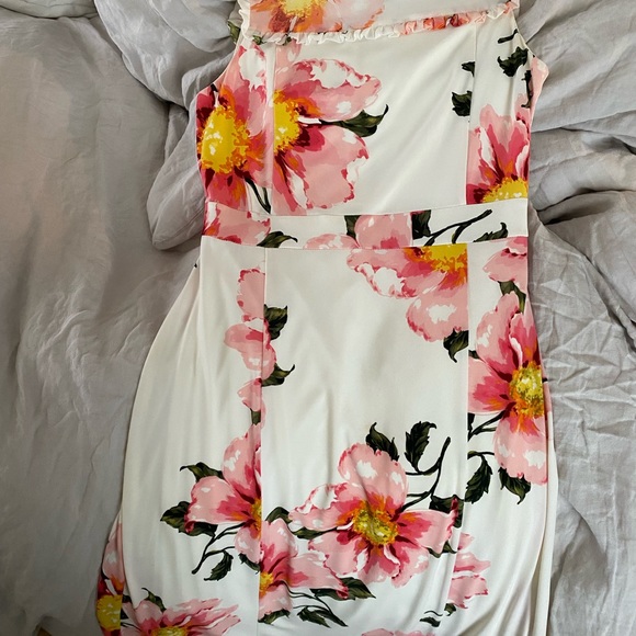 Karl Lagerfield floral dress with bow detail and sheer hem - Picture 2 of 5